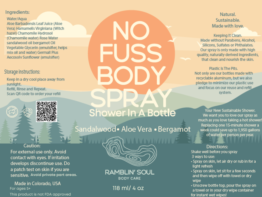 No Fuss Body Spray Bergamot and Sandalwood 8 oz